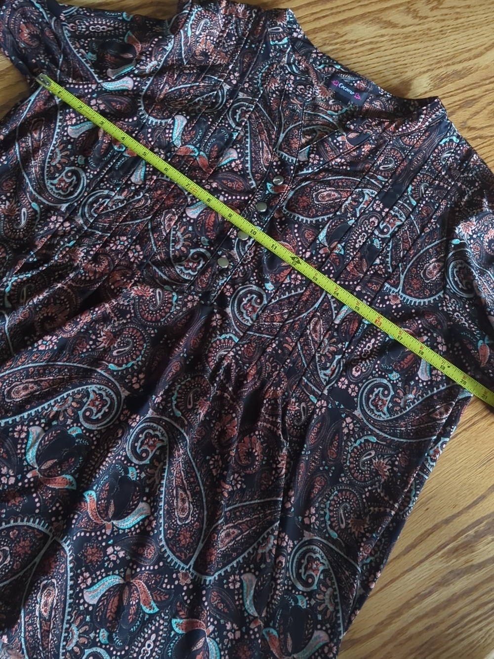 Cocomo Brown Paisley Long Sleeve Blouse L - Picture 5 of 6